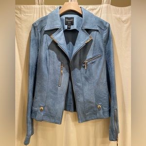 Insight New York Vegan Leather Moto Jacket in Ethereal Blue - Size 6 only